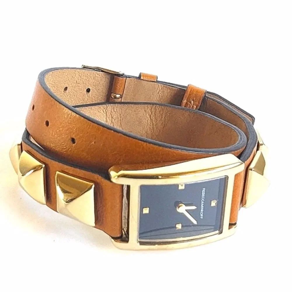 Rebecca Minkoff Tan Leather Studded Bracelet Watch